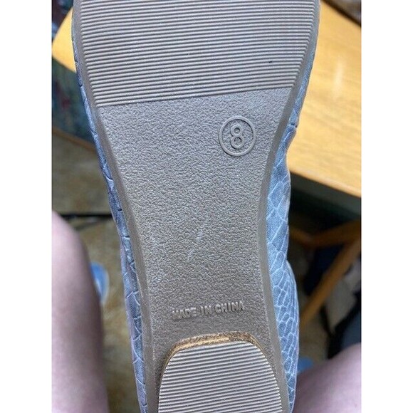 Old Navy Women's Sz 8 Gray Snake Skin Pattern Slip-on Scrunch Ballet Flats Shoes - Picture 9 of 12